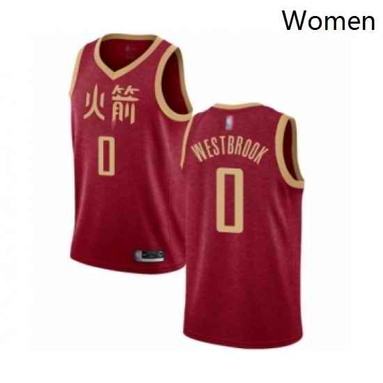 Womens Houston Rockets 0 Russell Westbrook Swingman Red Basketball Jersey 2018 19 City Edition